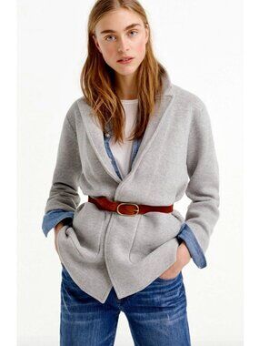 J CREW 365 Sophie Knit Open Front Wool Blend Blazer Size M Heather Gray